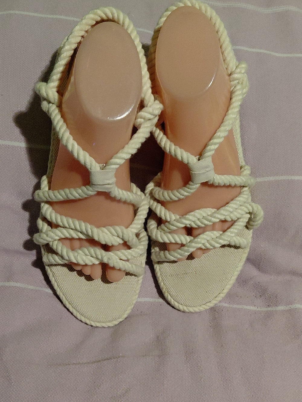 H&M Cream Rope-Strap Flat Sandals